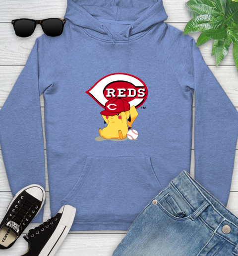 MLB Pikachu Baseball Sports Cincinnati Reds Youth Hoodie 12