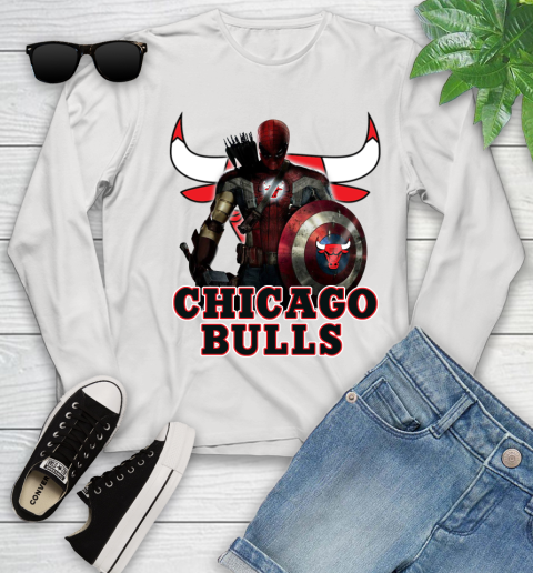 Chicago Bulls NBA Basketball Captain America Thor Spider Man Hawkeye Avengers Youth Long Sleeve