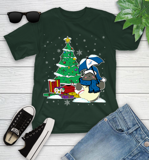 Los Angeles Dodgers MLB Baseball Cute Tonari No Totoro Christmas Sports Youth T-Shirt 5
