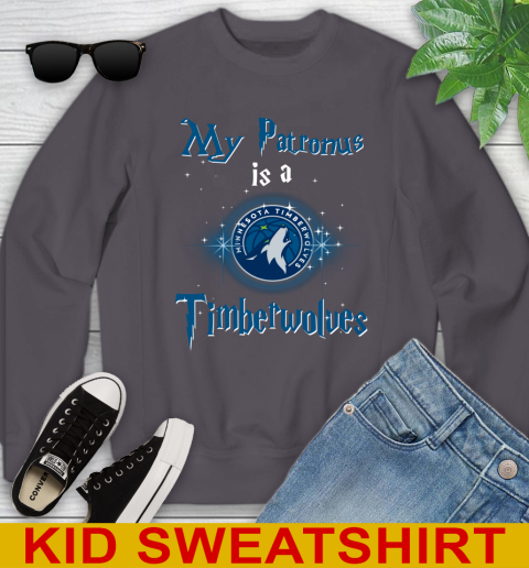 NBA Basketball Harry Potter My Patronus Is A Minnesota Timberwolves Youth Sweatshirt 5
