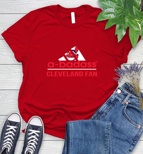MLB A Badass Cleveland Indians Fan Adidas Baseball Sports Women's T-Shirt 13