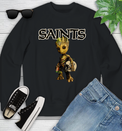 New Orleans Saints NFL Football Groot Marvel Guardians Of The Galaxy Youth Sweatshirt 2