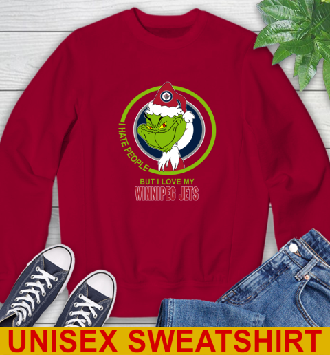 Winnipeg Jets NHL Christmas Grinch I Hate People But I Love My Favorite Hockey Team Sweatshirt 7