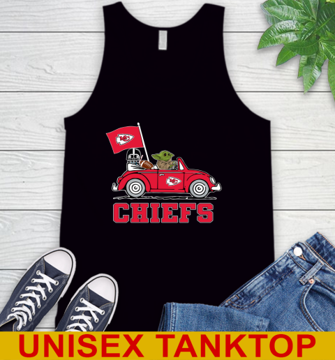 NFL Football Kansas City Chiefs Darth Vader Baby Yoda Driving Star Wars Shirt Tank Top 2