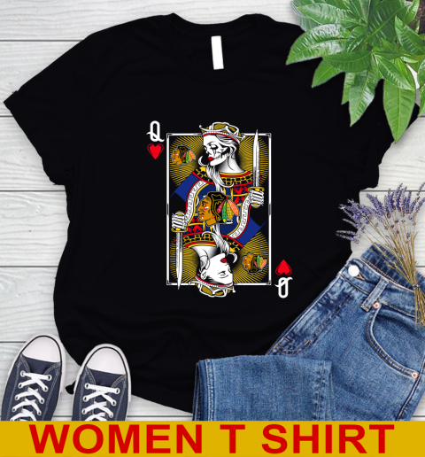 NHL Hockey Chicago Blackhawks The Queen Of Hearts Card Shirt Women's T-Shirt
