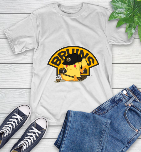 NHL Pikachu Hockey Sports Boston Bruins T-Shirt
