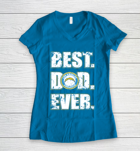 NFL Los Angeles Chargers Football Best Dad Ever Family Shirt Women's V-Neck T-Shirt 5