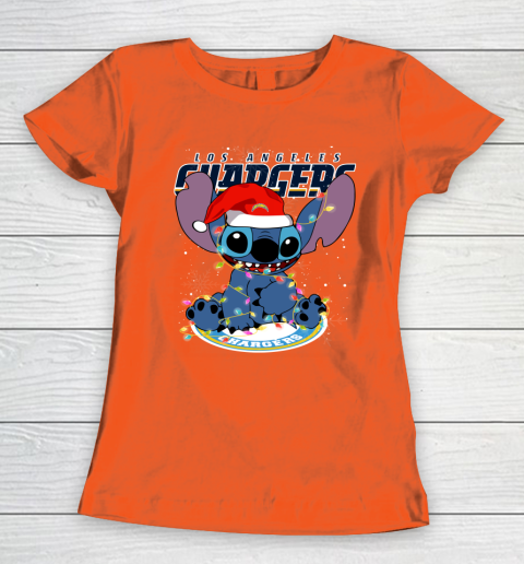 Los Angeles Chargers NFL Football noel stitch Christmas Women's T-Shirt 2