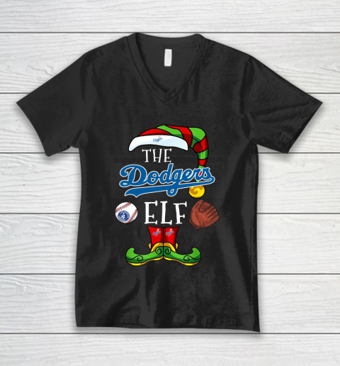 Los Angeles Dodgers Christmas ELF Funny MLB V-Neck T-Shirt