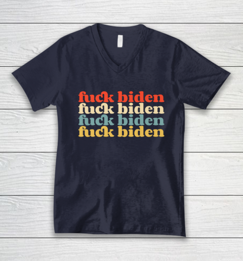 Vintage Fuck Biden Anti Biden Tee Top Womens Mens Premium V-Neck T-Shirt 2