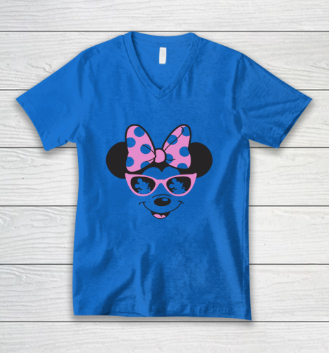 Disney Mickey And Friends Minnie Mouse Sunglasses Portrait V Neck T Shirt Tee For Sports