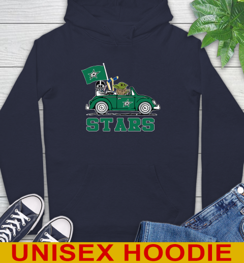 NHL Hockey Dallas Stars Darth Vader Baby Yoda Driving Star Wars Shirt Hoodie 4