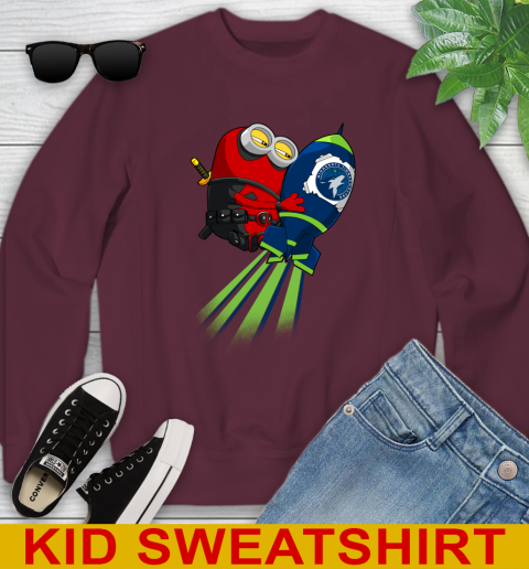 NBA Basketball Minnesota Timberwolves Deadpool Minion Marvel Shirt Youth Sweatshirt 4
