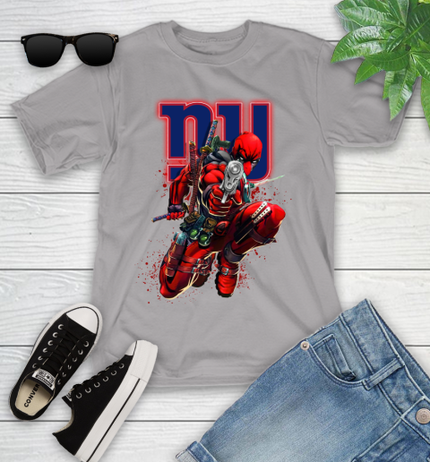 NFL Deadpool Marvel Comics Sports Football New York Giants Youth T-Shirt 4