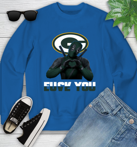 NHL Green Bay Packers Deadpool Love You Fuck You Football Sports Youth Sweatshirt 7