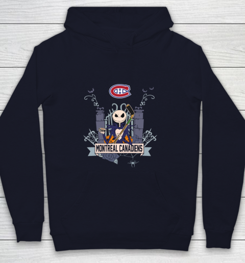 NHL Montreal Canadiens Hockey Jack Skellington Halloween Youth Hoodie 2