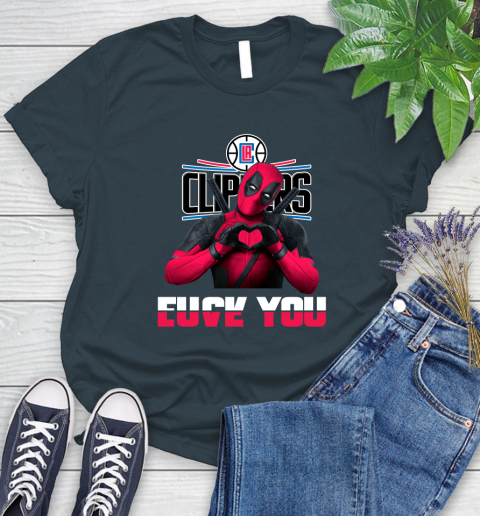 NBA LA Clippers Deadpool Love You Fuck You Basketball Women's T-Shirt 11
