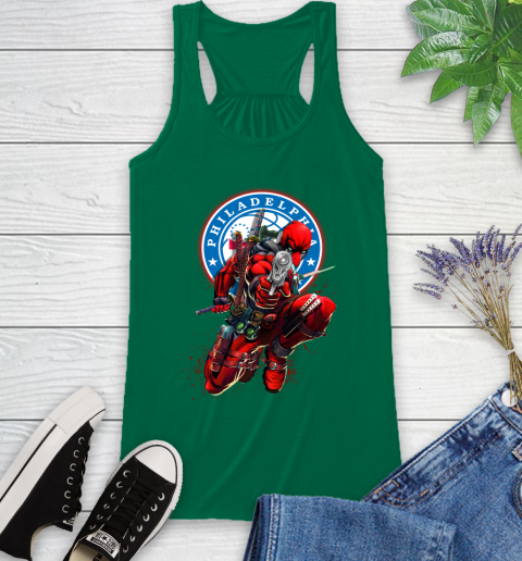 NBA Deadpool Marvel Comics Sports Basketball Philadelphia 76ers Racerback Tank 7