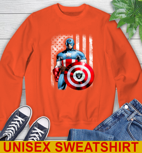 Oakland Raiders NFL Football Captain America Marvel Avengers American Flag Shirt Sweatshirt 3