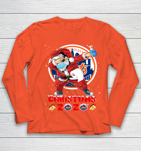 New York Mets Funny Santa Claus Dabbing Christmas 2020 MLB Youth Long Sleeve 3
