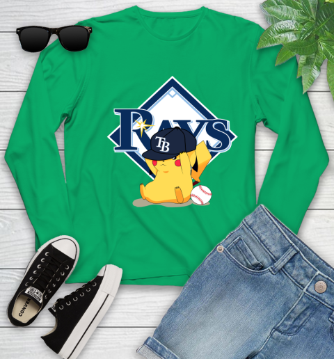 MLB Pikachu Baseball Sports Tampa Bay Rays Youth Long Sleeve 6