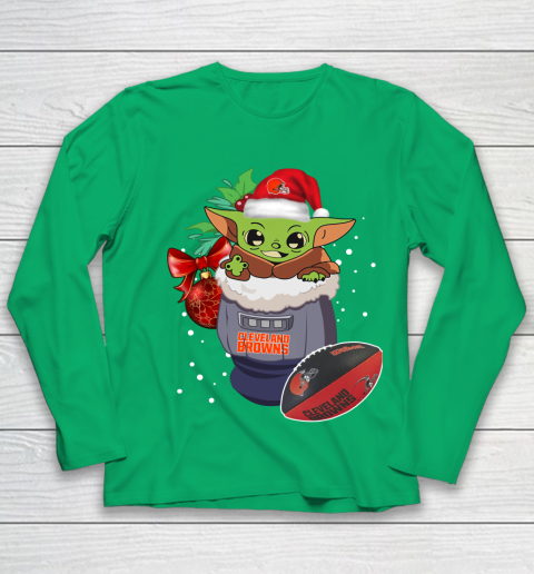 Cleveland Browns Christmas Baby Yoda Star Wars Funny Happy NFL Youth Long Sleeve 6