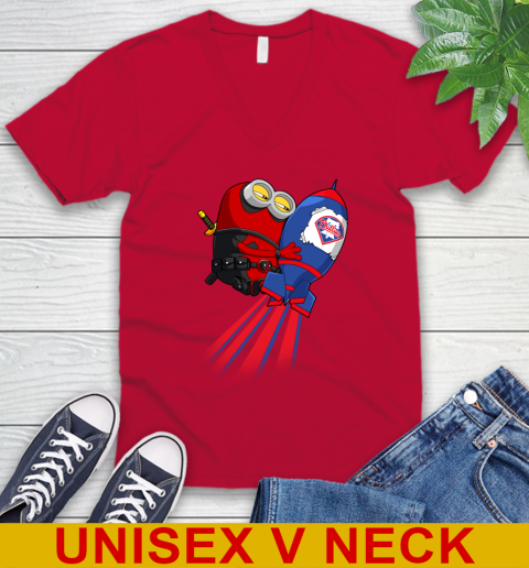MLB Baseball Philadelphia Phillies Deadpool Minion Marvel Shirt V-Neck T-Shirt 6