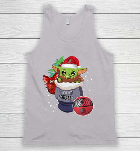 Portland Trail Blazers Christmas Baby Yoda Star Wars Funny Happy NBA Tank Top 4