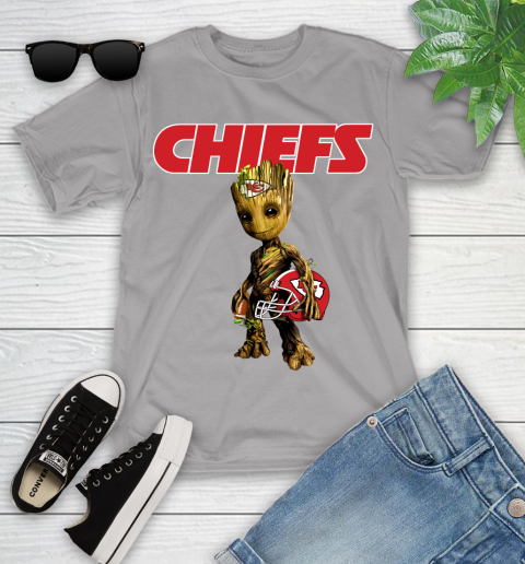 Kansas City Chiefs NFL Football Groot Marvel Guardians Of The Galaxy Youth T-Shirt 4