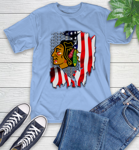 Chicago Blackhawks NHL Hockey American Flag T-Shirt 12