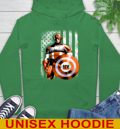 Cincinnati Bengals NFL Football Captain America Marvel Avengers American Flag Shirt Hoodie 8