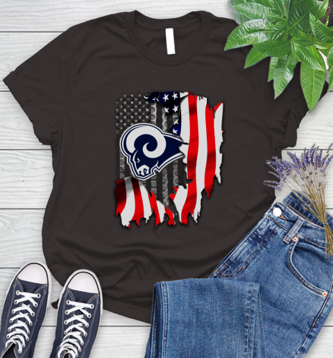 Los Angeles Rams NFL Football American Flag Women's T-Shirt 11