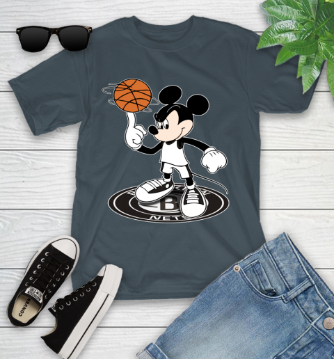 NBA Basketball Brooklyn Nets Cheerful Mickey Disney Shirt Youth T-Shirt 8