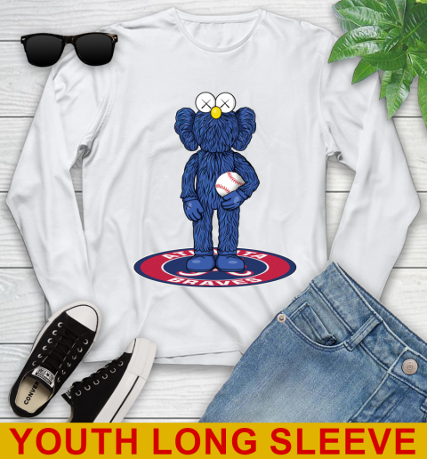MLB Baseball Atlanta Braves Kaws Bff Blue Figure Shirt Youth Long Sleeve