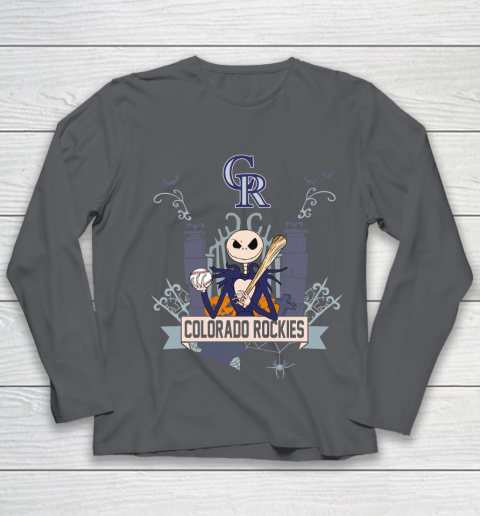 MLB Colorado Rockies Baseball Jack Skellington Halloween Youth Long Sleeve 6