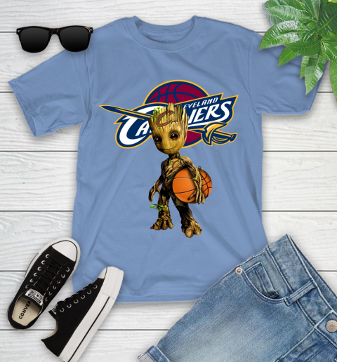 Cleveland Cavaliers NBA Basketball Groot Marvel Guardians Of The Galaxy Youth T-Shirt 11