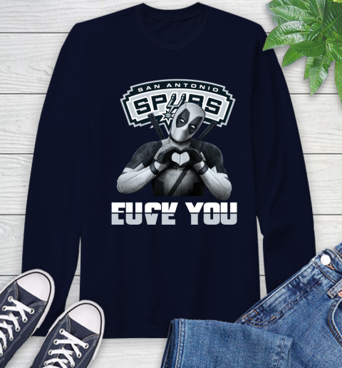 NBA San Antonio Spurs Deadpool Love You Fuck You Basketball Sports Long Sleeve T-Shirt 3