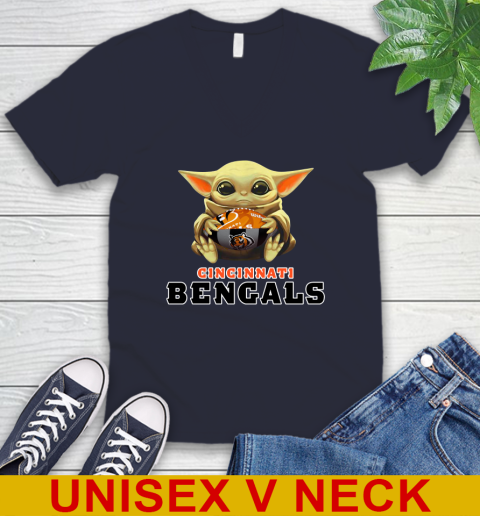 NFL Football Cincinnati Bengals Baby Yoda Star Wars Shirt V-Neck T-Shirt 3