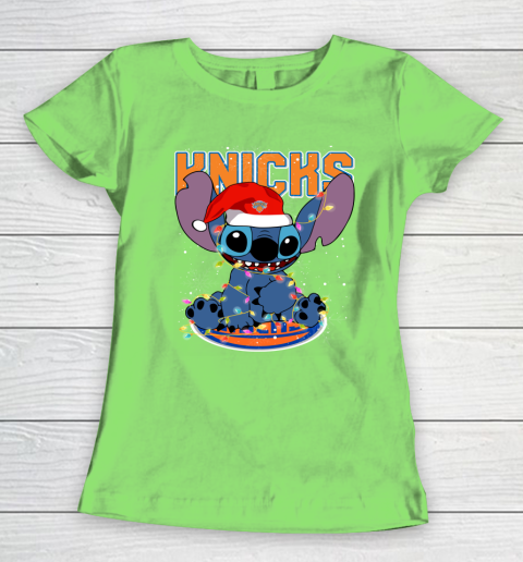 New York Knicks NBA noel stitch Basketball Christmas Women's T-Shirt 5