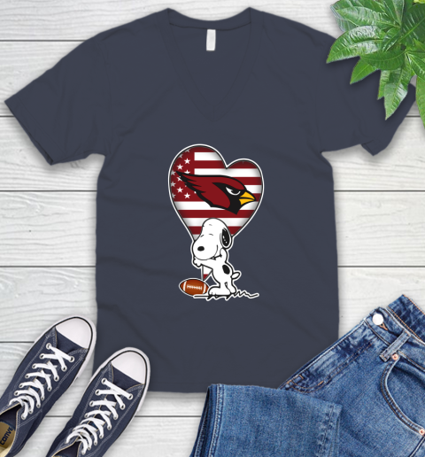 Arizona Cardinals NFL Football The Peanuts Movie Adorable Snoopy V-Neck T-Shirt 9