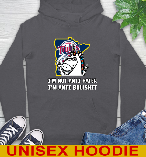 Minnesota Twins MLB Baseball Unicorn I'm Not Anti Hater I'm Anti Bullshit Hoodie 7