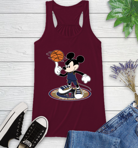NBA Basketball New Orleans Pelicans Cheerful Mickey Disney Shirt Racerback Tank 3