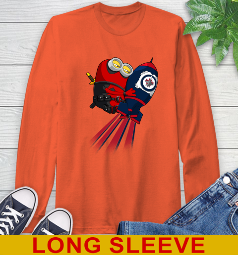 NHL Hockey Winnipeg Jets Deadpool Minion Marvel Shirt Long Sleeve T-Shirt 4