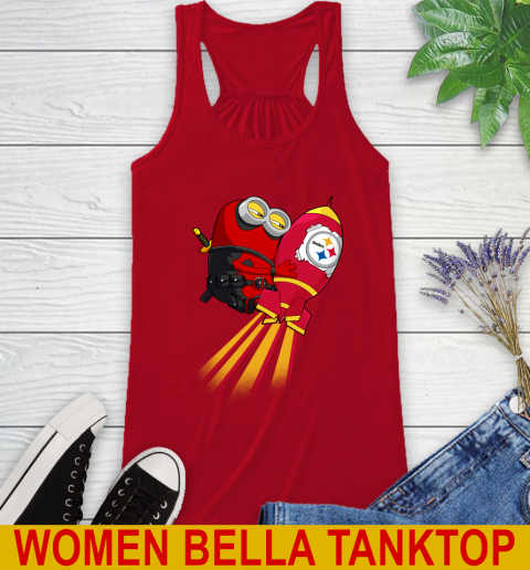 NFL Football Pittsburgh Steelers Deadpool Minion Marvel Shirt Racerback Tank 4
