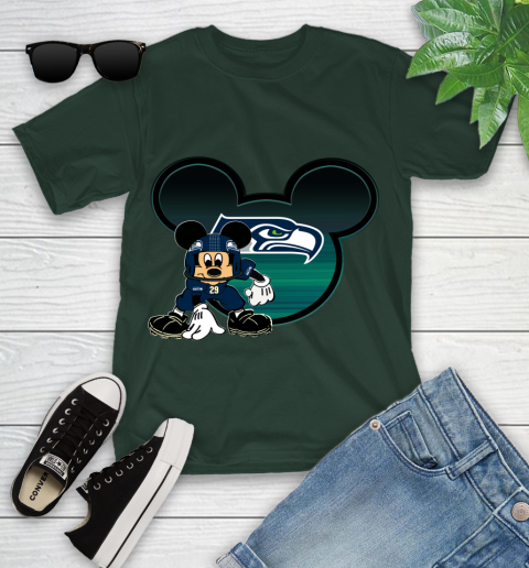NFL Seattle Seahawks Mickey Mouse Disney Football T Shirt Youth T-Shirt 5