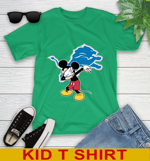 Detroit Lions NFL Football Dabbing Mickey Disney Sports Youth T-Shirt 6