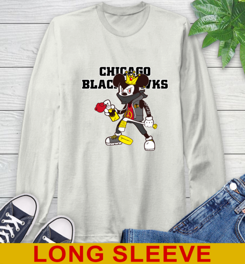 Chicago Blackhawks NHL Hockey Mickey Peace Sign Sports Long Sleeve T-Shirt 12