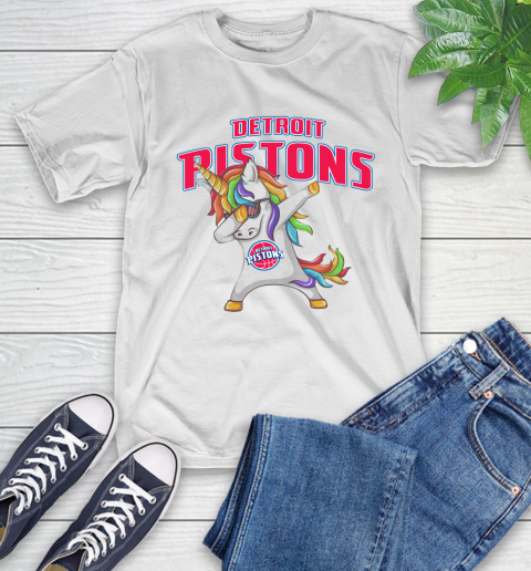 Detroit Pistons NBA Basketball Funny Unicorn Dabbing Sports T-Shirt