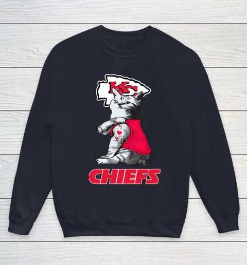 NFL Football My Cat Loves Kansas City Chiefs Youth Sweatshirt 2