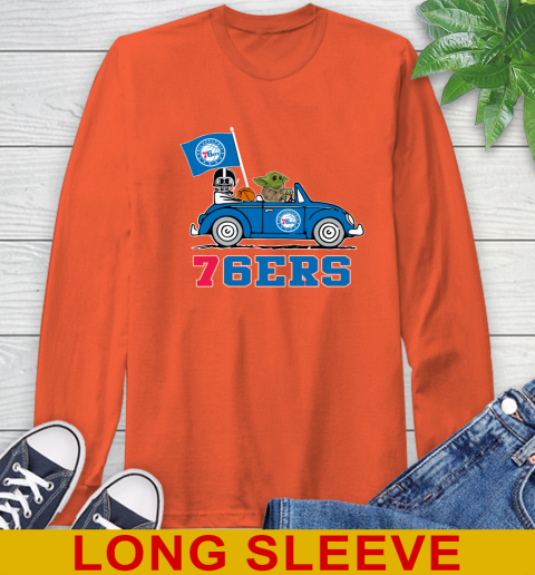 NBA Basketball Philadelphia 76ers Darth Vader Baby Yoda Driving Star Wars Shirt Long Sleeve T-Shirt 5